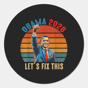 Adesivo Redondo Obama Comeback 2028 Declaração 0