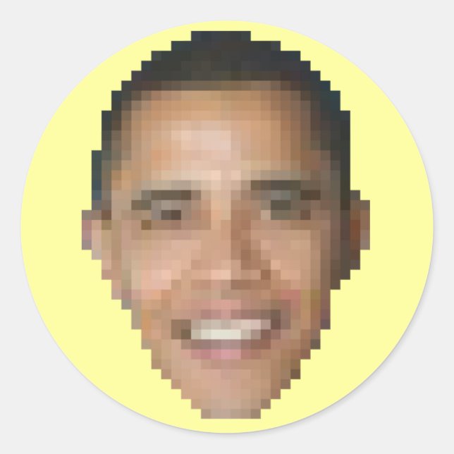 Adesivo Redondo Obama (de 8 bits) (Frente)