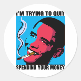 Adesivo Redondo Obama diz: Estou tentando parar