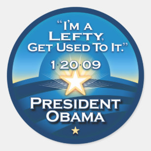 Adesivo Redondo OBAMA "eu sou um esquerdista habituo-me lhe."