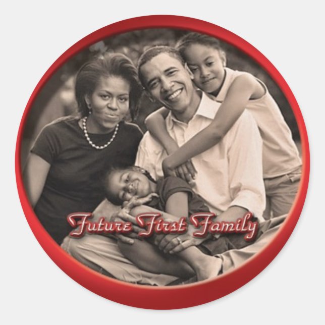 Adesivo Redondo Obama Family Stickers (Frente)