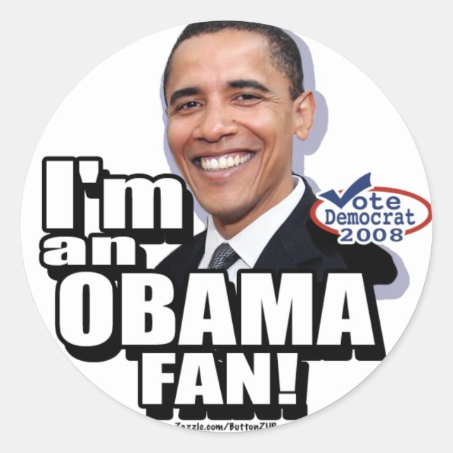 Adesivo Redondo Obama Fan Sticker (Frente)