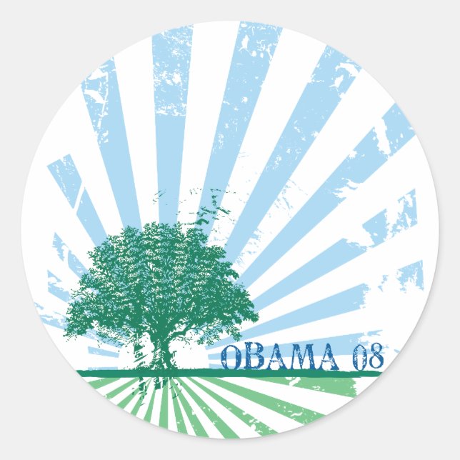 Adesivo Redondo Obama Green (Frente)