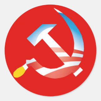 Adesivo Redondo Obama Hammer e Sickle Sticker