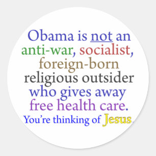 Adesivo Redondo Obama & Jesus