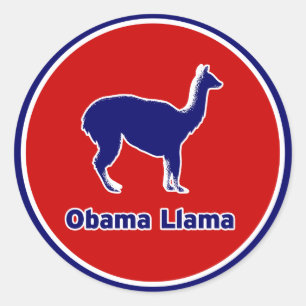 Adesivo Redondo Obama Llama Blue Outline Sticker