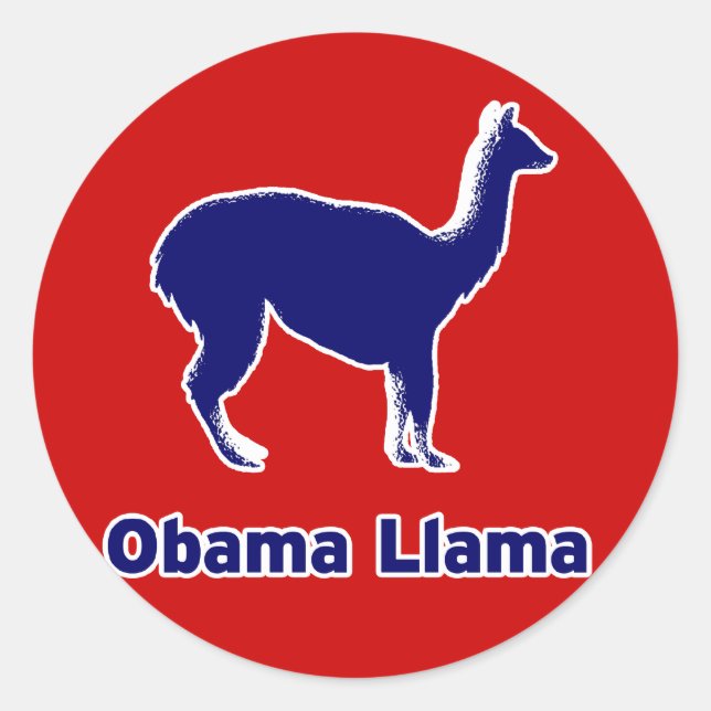 Adesivo Redondo Obama Llama Sticker (Frente)