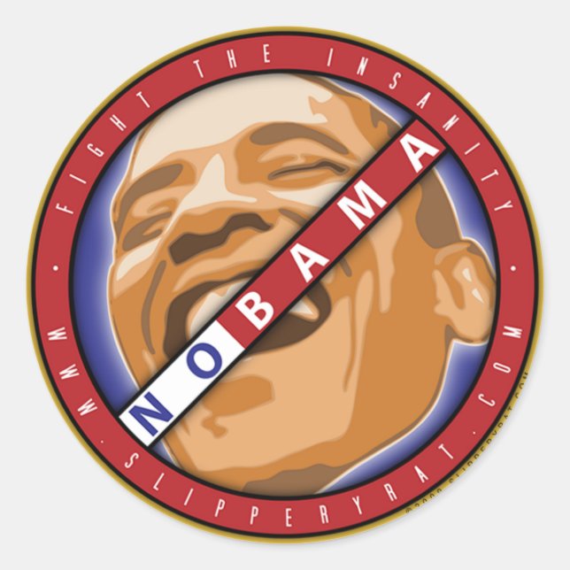 Adesivo Redondo Obama "Nobama" Sticker (Frente)