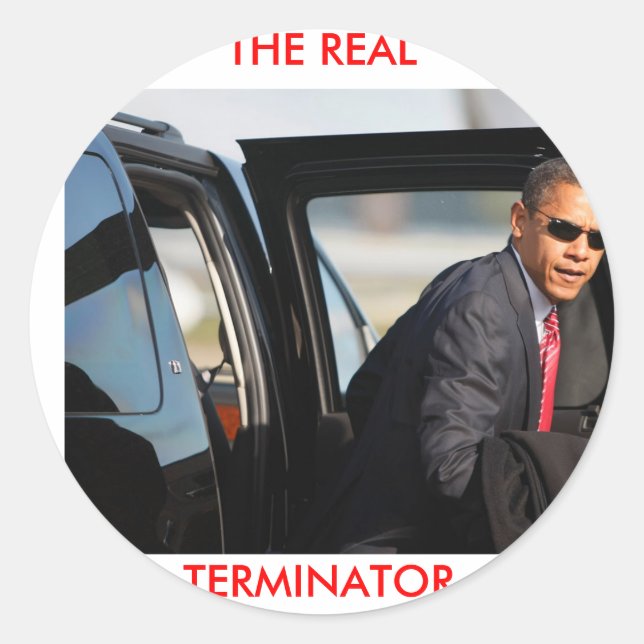 Adesivo Redondo Obama - O verdadeiro terminador (Frente)