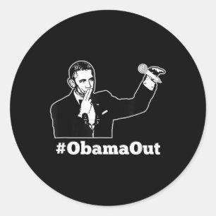 Adesivo Redondo Obama Out - #obamaout Mic Drop Engraçado