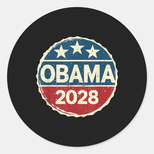 Adesivo Redondo Obama Para O Presidente 2028 Obama 2028 (Frente)