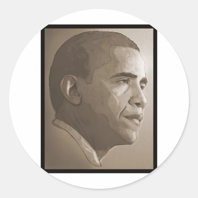 Adesivo Redondo Obama Portrait (Frente)