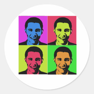 Adesivo Redondo Obama Portrait