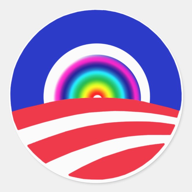Adesivo Redondo Obama Rainbow Stickers (Frente)