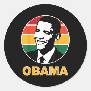 Adesivo Redondo Obama Retro Presidente Barack Obama Esperança Muda