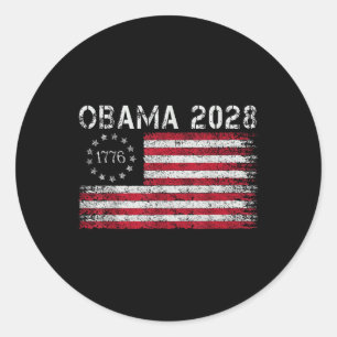 Adesivo Redondo Obama Retro Us Vintage Flag Patriótico 2028 Politi