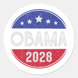 Adesivo Redondo Obama Retro Vintage Flag Patriótico 2028 Política