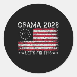 Adesivo Redondo Obama Retro Vintage U Bandeira Americana Patriótic