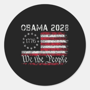 Adesivo Redondo Obama Retro Vintage Us Flag Patriótico 2028 1776 P