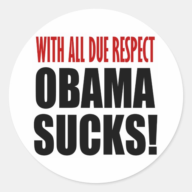 Adesivo Redondo Obama Sucks (Frente)