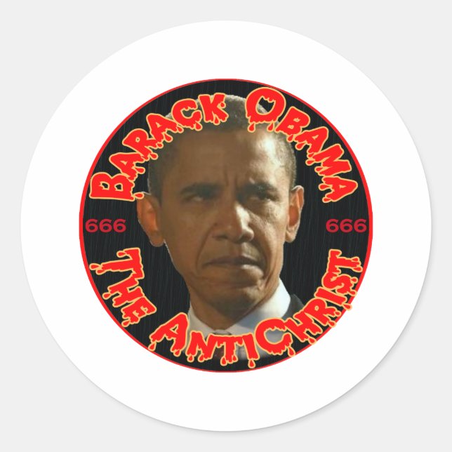 Adesivo Redondo Obama The AntiCristo (Frente)