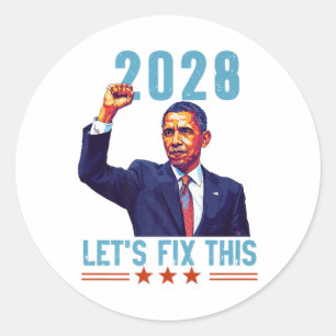 Adesivo Redondo Obama Vintage Patriotic 2028 Protesto Político Ral