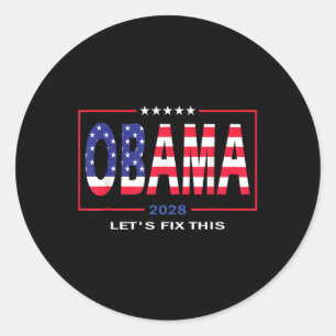 Adesivo Redondo Obama Vintage Patriótico 2028 Bandeira Política Do