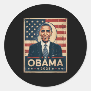Adesivo Redondo Obama Vintage Presidente 2028 Obama _