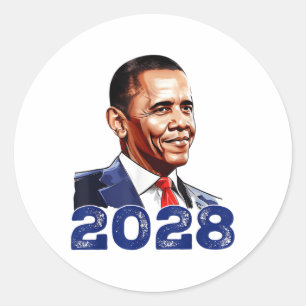 Adesivo Redondo Obama Vintage Presidente 2028 Obama _1