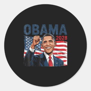 Adesivo Redondo Obama Vintage Presidente 2028 Obama Retro Flag Ame