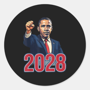 Adesivo Redondo Obama Vintage Retro Patriótico 2028 Prote Política