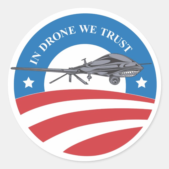 Adesivo Redondo Obama vitória em Drone We Trust-sticker (Frente)