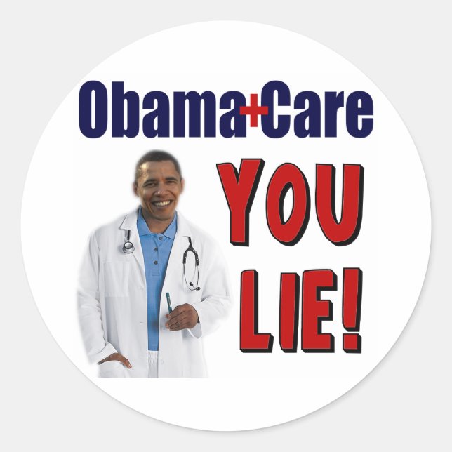 Adesivo Redondo ObamaCare: "Você Mente!" (Frente)
