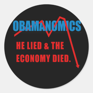 Adesivo Redondo Obamanomics - encontrou-se e a economia morreu
