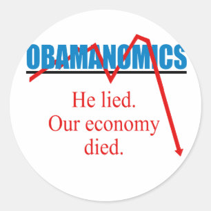 Adesivo Redondo Obamanomics - encontrou-se nossa economia morreu