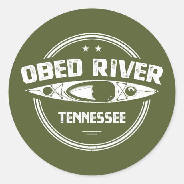 Adesivo Redondo Obed River Tennessee Kayaking (Frente)