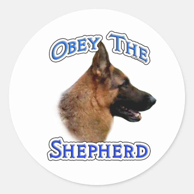 Adesivo Redondo Obedeça ao German shepherd - Sticker (Frente)