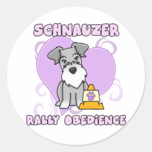 Adesivo Redondo Obediência da reunião do Schnauzer de Kawaii