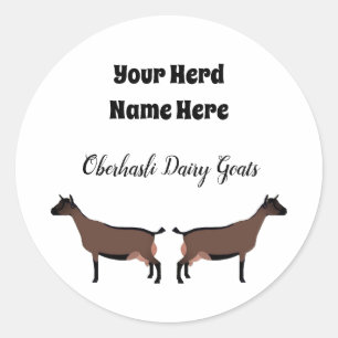 Adesivo Redondo Oberhasli Dairy Goat Sticker Personalizado