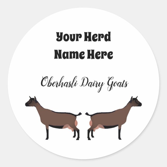 Adesivo Redondo Oberhasli Dairy Goat Sticker Personalizado (Frente)
