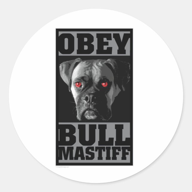 ADESIVO REDONDO OBEY! BULLMASTIFF (Frente)
