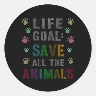 Adesivo Redondo Objetivo de Vida Fofo Salvar Animais Dia de Resgat