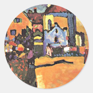 Adesivo Redondo Obra de Kandinsky, Grungasse em Murnau,