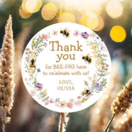 Adesivo Redondo Obrigada Abelha Um Chuveiro De Bebê Fofa Menina An