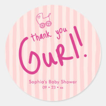 Obrigada Gurl Pink Stripe Menina Chá de Bebê