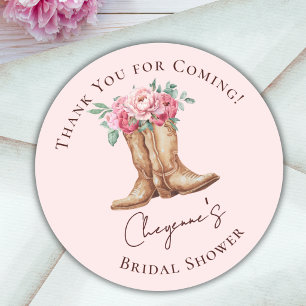 Adesivo Redondo Obrigada pelo Chá de Noiva Cowgirl Boho com Flores