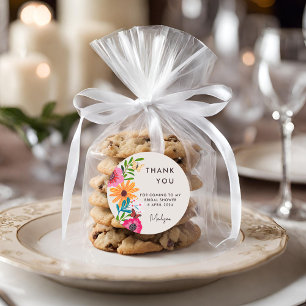 Adesivo Redondo Obrigada por Chuveiro de Noiva com Flor Silvestre 