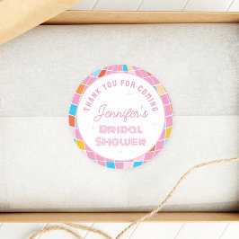 Adesivo Redondo Obrigada por vir ao Chá de Noiva Pink Disco dos An