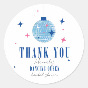 Adesivo Redondo Obrigada Santorini Musical disco chá de noiva