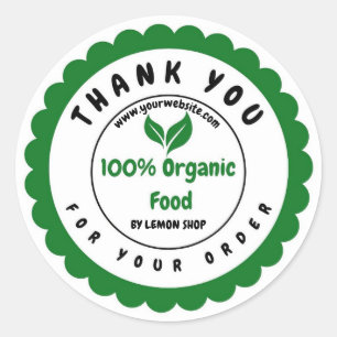 Adesivo Redondo Obrigado 100% Círculo De Personalização Da Comida
